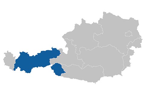 Österreichkarte mit Tirol markiert